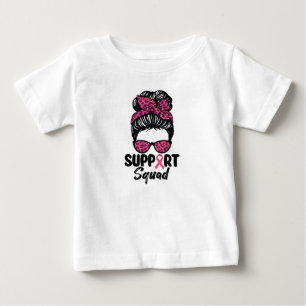 T-shirt Pour Bébé Équipe de soutien Nœud décoiffé Guerrière rose Can
