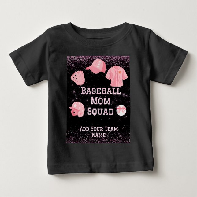 T-shirt Pour Bébé Équipe personnalisée de mamans de baseball avec no (Devant)