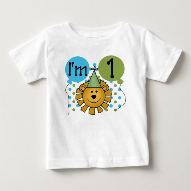T-shirt Pour Bébé Ęr anniversaire de lion (Devant)
