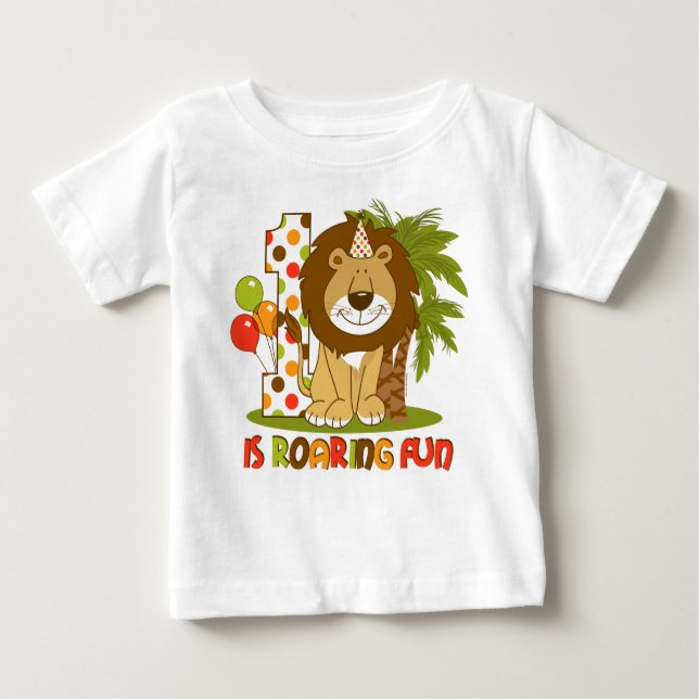 T-shirt Pour Bébé Ęr anniversaire de lion mignon (Devant)