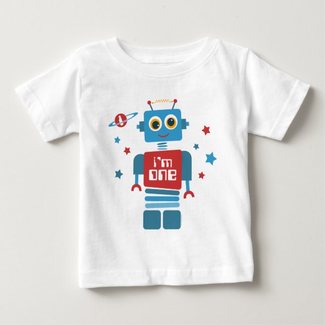 T-shirt Pour Bébé Ęr anniversaire de robot (Devant)