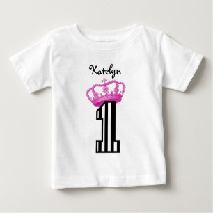 T-shirt Pour Bébé ęr Ans 1 de princesse Crown Stripes une