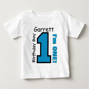 T-shirt Pour Bébé ęr BLEU de garçon d'anniversaire un nom fait sur