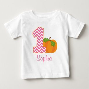 T-shirt Pour Bébé ęr Citrouille de Chevron de fille d'anniversaire