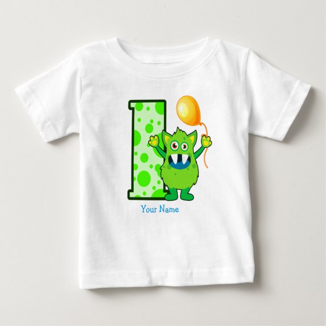 T-shirt Pour Bébé ęr Coutume de monstre d'anniversaire (Devant)