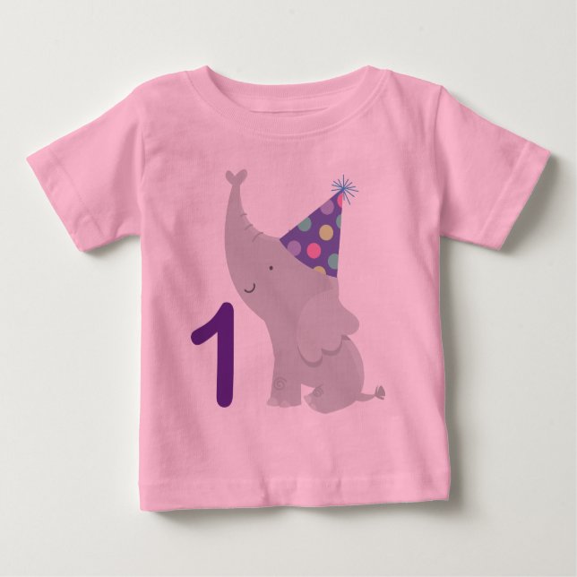 T-shirt Pour Bébé ęr Éléphant d'anniversaire (Devant)