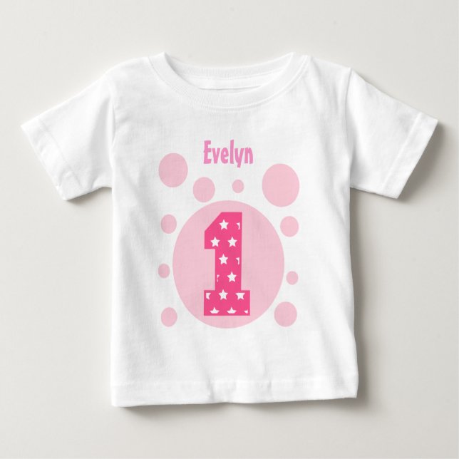 T-shirt Pour Bébé ęr Étoiles et bulles d'anniversaire un V11 an (Devant)