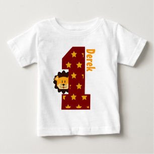T-shirt Pour Bébé ęr Étoiles et lion d'anniversaire un an
