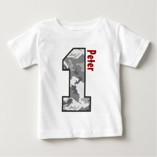 T-shirt Pour Bébé ęr Garçon Camo d'anniversaire un nom fait sur