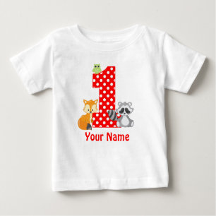 T-shirt Pour Bébé ęr Les animaux de région boisée d'anniversaire ont