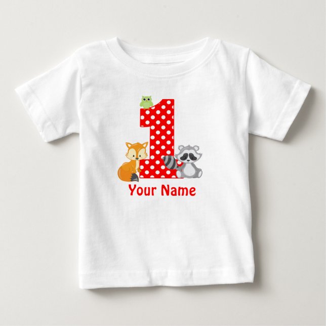 T-shirt Pour Bébé ęr Les animaux de région boisée d'anniversaire ont (Devant)
