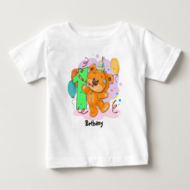 T-shirt Pour Bébé ęr Ours de nounours d'anniversaire (Devant)
