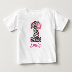 T-shirt Pour Bébé ęr Roses indien et empreinte de léopard de fille