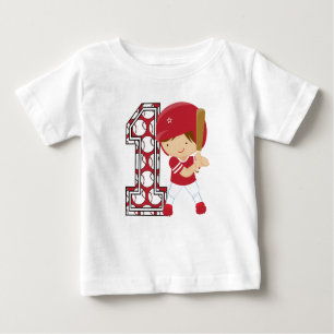 T-shirt Pour Bébé ęr Rouge et blanc de pâte lisse de base-ball