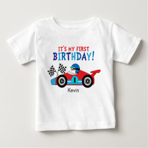 T-shirt Pour Bébé ęr Rouge et bleu de voiture de course