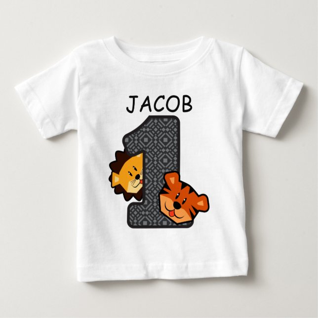 T-shirt Pour Bébé ęr Tigre et lion A1 de 1 an de léopard (Devant)