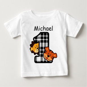 T-shirt Pour Bébé ęr Tigre et lion A2 de 1 an de plaid