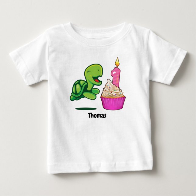 T-shirt Pour Bébé ęr Tortue d'anniversaire (Devant)
