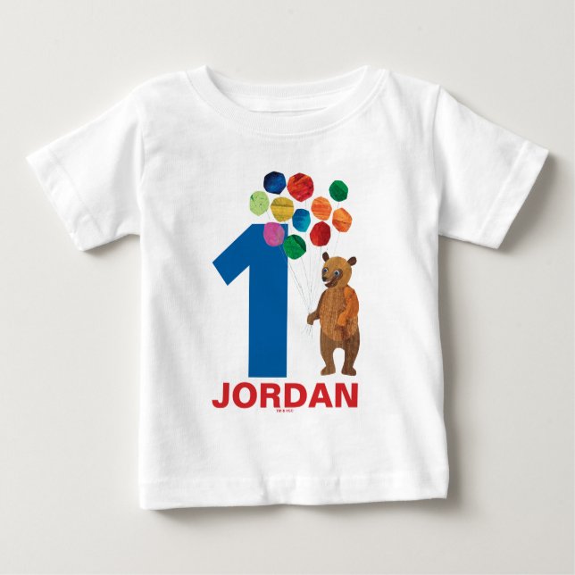 T-shirt Pour Bébé Eric Carle | Ours Brown - Béary Joyeux anniversair (Devant)