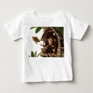 T-shirt Pour Bébé Érudit singe fantaisiste dans une maison dans l'ar
