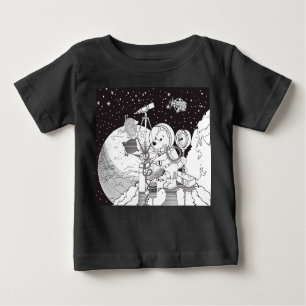 T-shirt Pour Bébé Espace de coloration avec un chiot astronaute