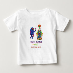 T-shirt Pour Bébé Espace esthétique Fleurs Astronaute et Graphique L