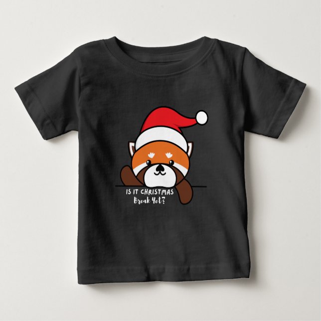 T-shirt Pour Bébé Est-Ce Que C'Est Une Pause Noël ? Panda rouge (Devant)