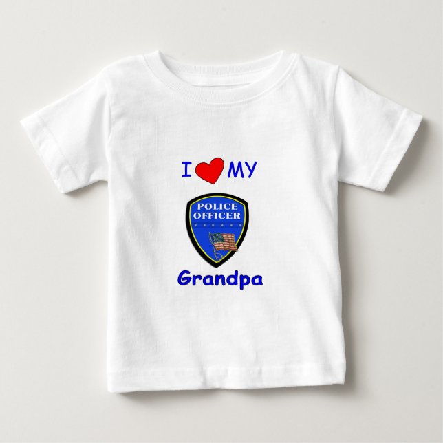 T-shirt Pour Bébé Et j'aime mon grand-papa de police (Devant)