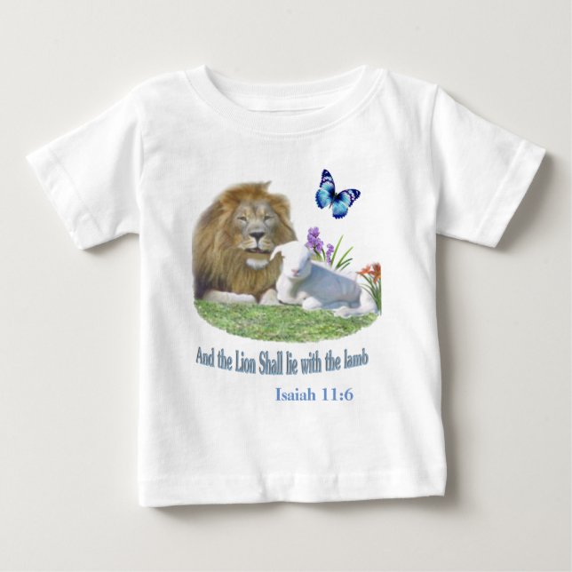 T-shirt Pour Bébé Et le Lion couchera avec l'Agneau (Devant)