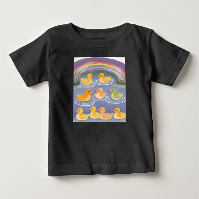 T-shirt Pour Bébé Étang de canard arc-en-ciel (Devant)