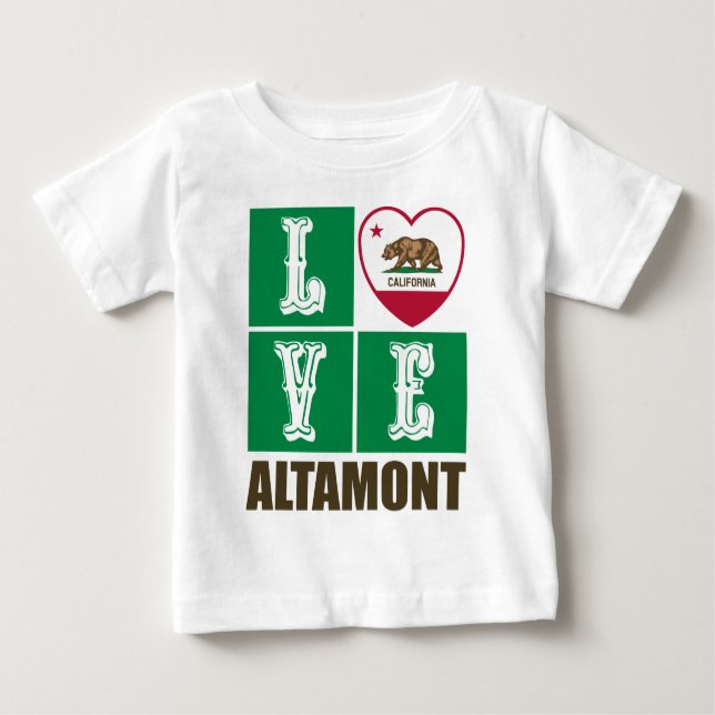 T-shirt Pour Bébé Etat de Californie - Drapeau Coeur Altamont (Devant)