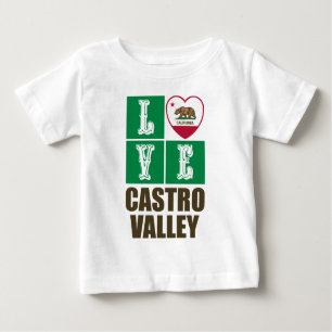 T-shirt Pour Bébé Etat de Californie Drapeau Coeur Castro Valley