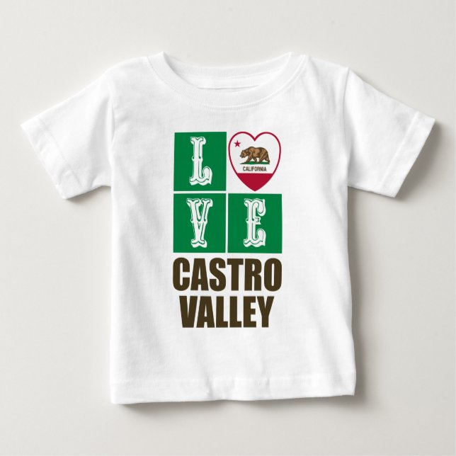 T-shirt Pour Bébé Etat de Californie Drapeau Coeur Castro Valley (Devant)