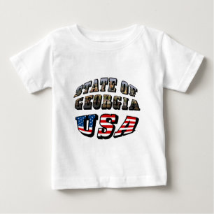 T-shirt Pour Bébé Etat de Géorgie et Etats-Unis Texte du drapeau