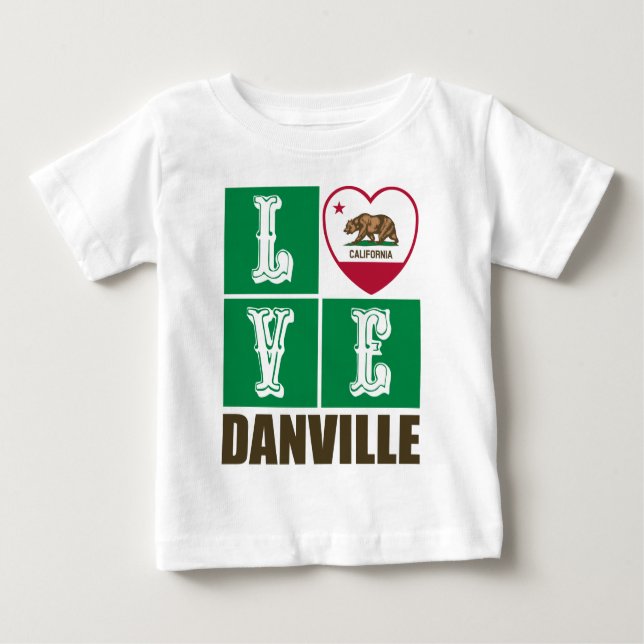 T-shirt Pour Bébé Etat de la Californie Drapeau Heart Danville (Devant)