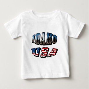 T-shirt Pour Bébé État de l'image Idaho et drapeau USA Texte