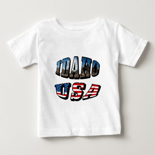 T-shirt Pour Bébé État de l'image Idaho et drapeau USA Texte (Devant)