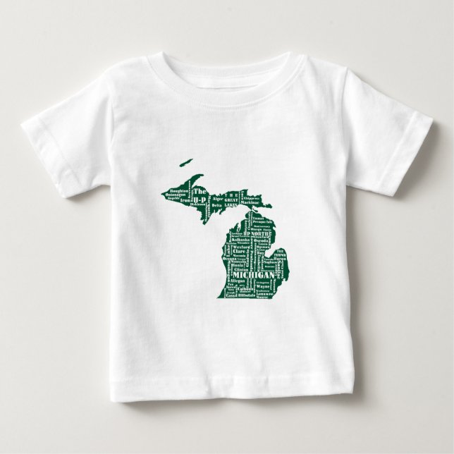 T-shirt Pour Bébé État vert des villes du Michigan (Devant)