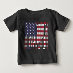 T-shirt Pour Bébé États-Unis American Barcode Love Drapeau