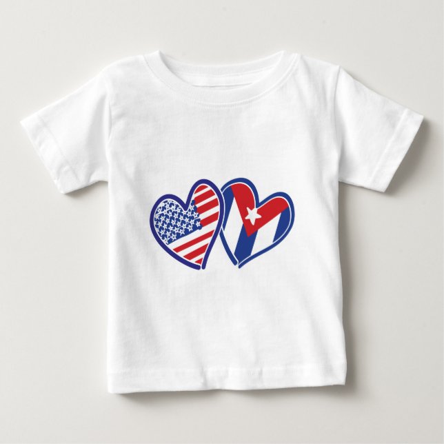 T-shirt Pour Bébé États-Unis CUBA - Coeurs du drapeau (Devant)