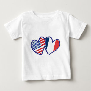 T-shirt Pour Bébé États-Unis et France Love Hearts