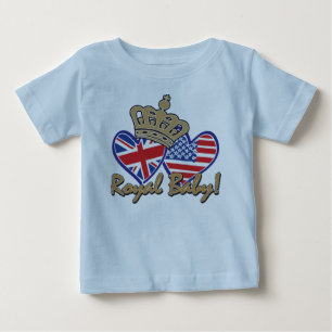 T-shirt Pour Bébé États-Unis et Royaume-Uni Coeurs Drapeau Royal Bab