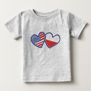 T-shirt Pour Bébé États-Unis Pologne Coeurs du drapeau