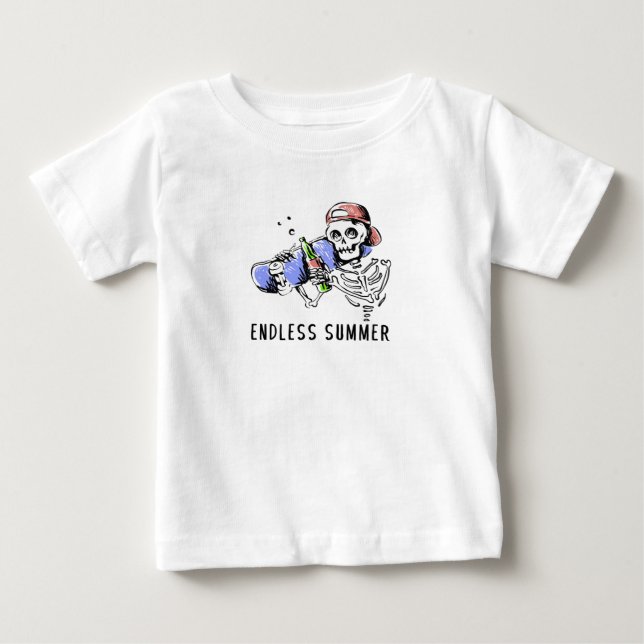 T-shirt Pour Bébé Été sans fin de squelette drôle  (Devant)