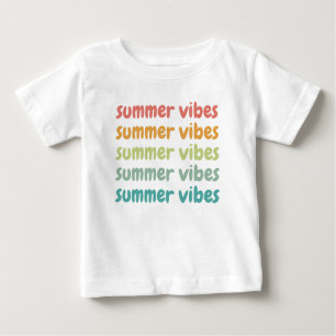 T-shirt Pour Bébé Été Vibes Plage Vacances Rétro Été