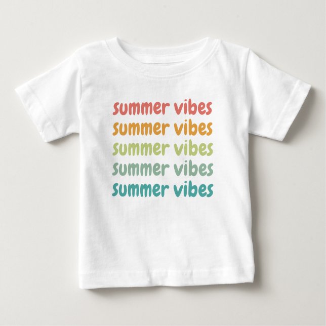 T-shirt Pour Bébé Été Vibes Plage Vacances Rétro Été (Devant)
