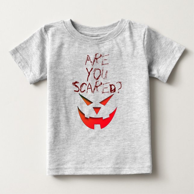 T-shirt Pour Bébé Êtes-vous effrayés Joyeux Halloween Visage de citr (Devant)