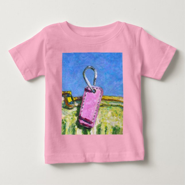 T-shirt Pour Bébé Étiquette Rose (Devant)