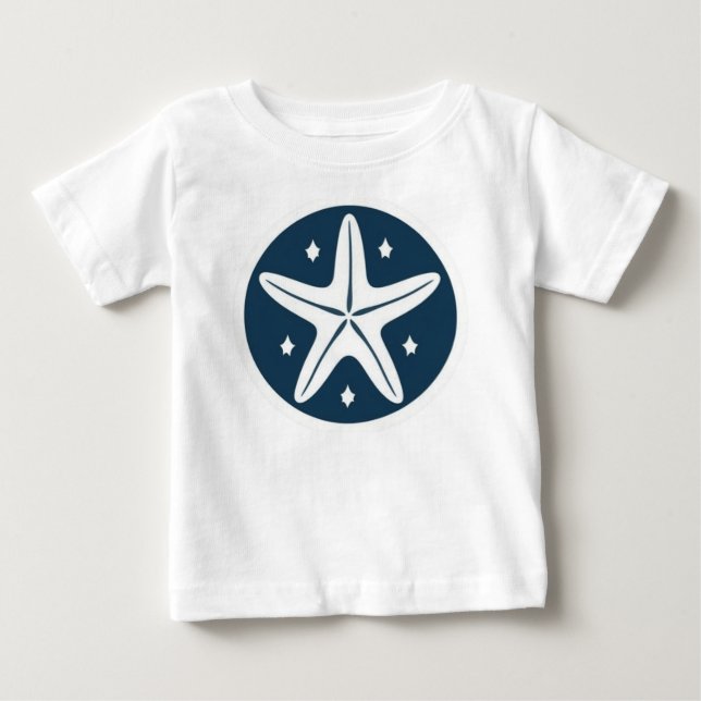 T-shirt Pour Bébé Étoile de mer avec des étoiles blanches (Devant)