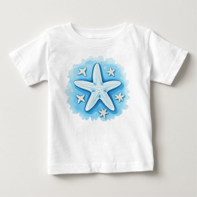 T-shirt Pour Bébé Étoile de mer en bleu (Devant)